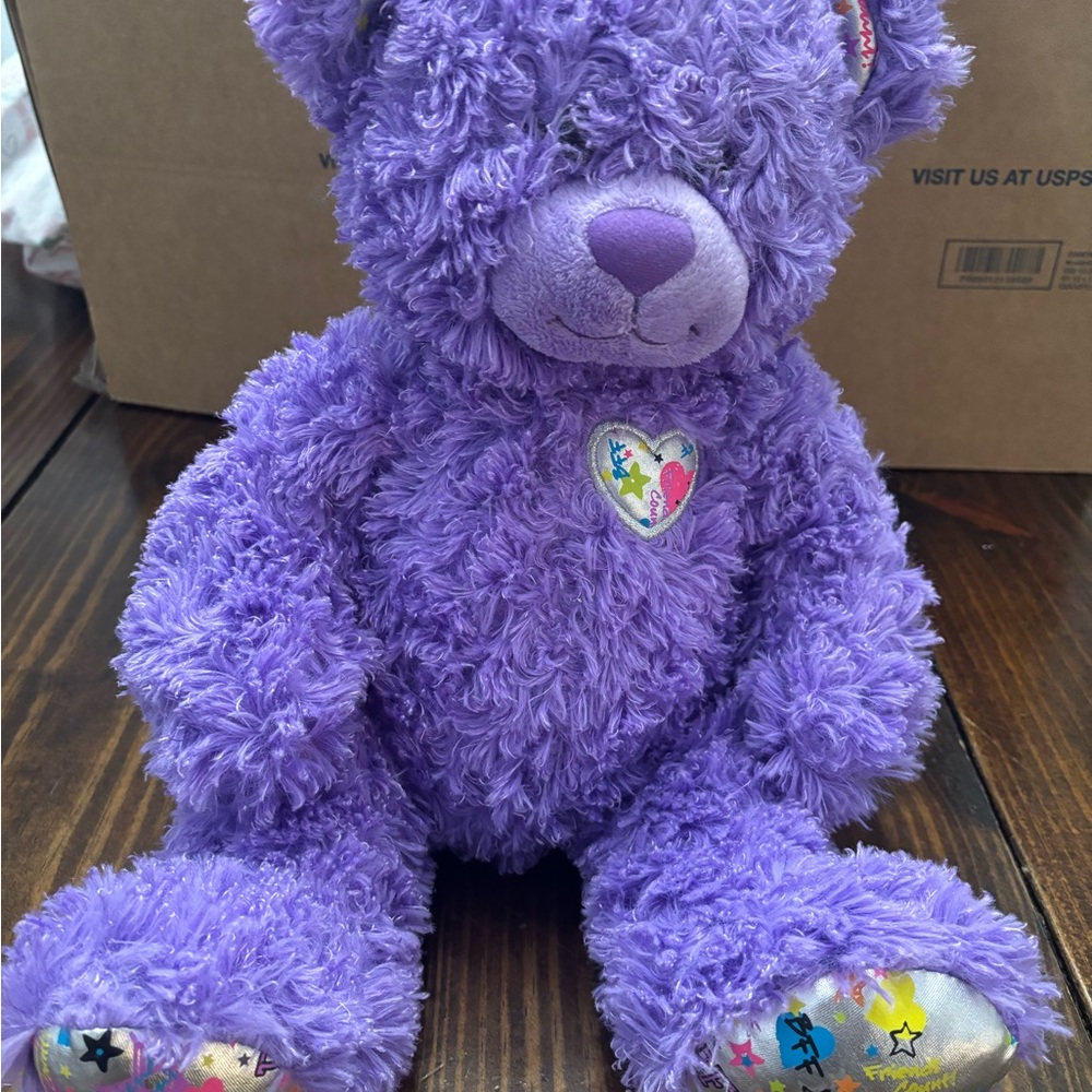 Build-A-Bear Workshop BFF Purple Teddy Bear Plush w/ Star Accents